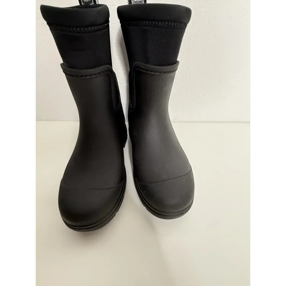 UGG Kids Droplet Mid Rain Boots Black Waterproof Pull-On Size 13 New NWOB